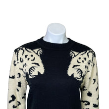 Load image into Gallery viewer, Angashion | Women&#39;s Black and Cream Dual Tiger Pullover Sweater | Size: S
