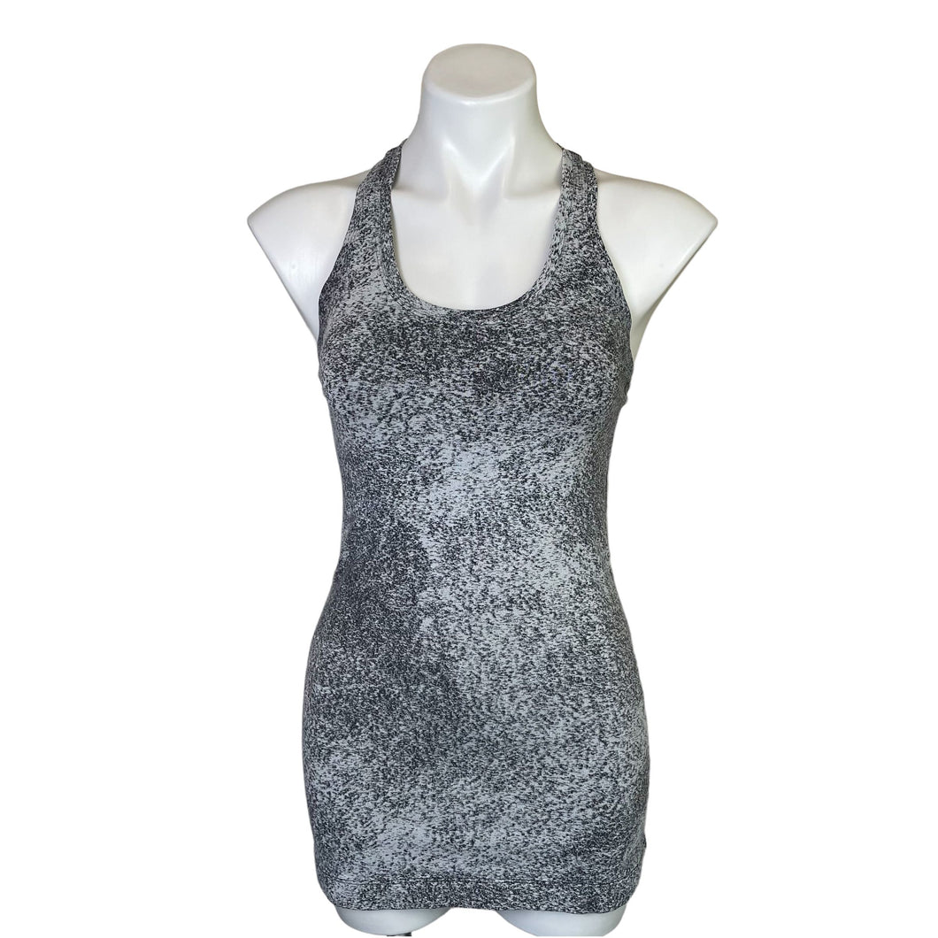 Lululemon | Women's Gray and Black Speckled Fitted Racer Back Tank Top | Size: 6