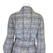 Load image into Gallery viewer, Express | Women&#39;s Gray and Brown Plaid Wool Blend Long Trench Coat | Size: XS
