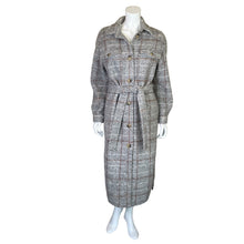 Load image into Gallery viewer, Express | Women&#39;s Gray and Brown Plaid Wool Blend Long Trench Coat | Size: XS
