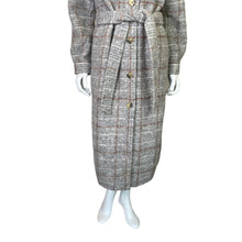 Load image into Gallery viewer, Express | Women&#39;s Gray and Brown Plaid Wool Blend Long Trench Coat | Size: XS
