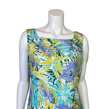 Load image into Gallery viewer, Talbots | Women&#39;s Green and Purple Silk Palm Print Sleeveless Shift Dress | Size: 10
