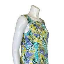 Load image into Gallery viewer, Talbots | Women&#39;s Green and Purple Silk Palm Print Sleeveless Shift Dress | Size: 10
