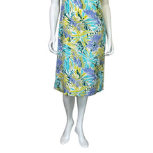 Load image into Gallery viewer, Talbots | Women&#39;s Green and Purple Silk Palm Print Sleeveless Shift Dress | Size: 10
