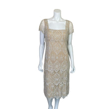 Load image into Gallery viewer, Pisarro Nights | Women&#39;s Nude with Ivory Sequin and Bead Evening Dress | Size: 12
