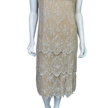 Load image into Gallery viewer, Pisarro Nights | Women&#39;s Nude with Ivory Sequin and Bead Evening Dress | Size: 12
