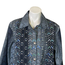 Load image into Gallery viewer, Coldwater Creek | Women&#39;s Blue Denim and Sequin Button Down Blazer Jacket | Size: 1X
