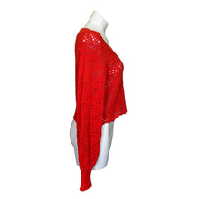 Load image into Gallery viewer, 525 | Women&#39;s Red Open Knit Crop Pullover Sweater | Size: M
