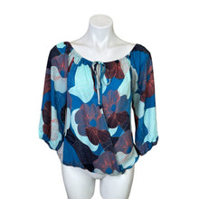 Load image into Gallery viewer, Allison Joy | Women&#39;s Blue and Pink Floral Print Tie Front Blouse | Size: S
