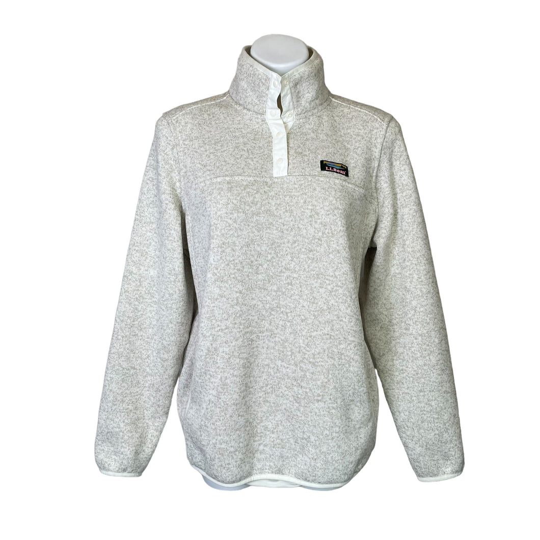 L.L. Bean | Women's Heather Cream Quarter Snap Fleece Pullover | Size: L