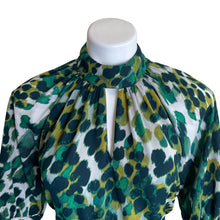 Load image into Gallery viewer, New York &amp; Company | Women&#39;s Green Leopard Print Short Sleeve Blouse | Size: M
