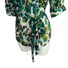 Load image into Gallery viewer, New York &amp; Company | Women&#39;s Green Leopard Print Short Sleeve Blouse | Size: M
