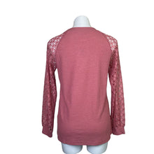 Load image into Gallery viewer, Hao MeiLi | Women&#39;s Dusty Rose Lace Sleeve Top with Tags | Size: S
