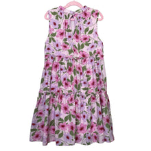 Load image into Gallery viewer, GB Girls | Girl&#39;s Pink and Purple Floral Print Sleeveless Tiered Dress | Size: LY
