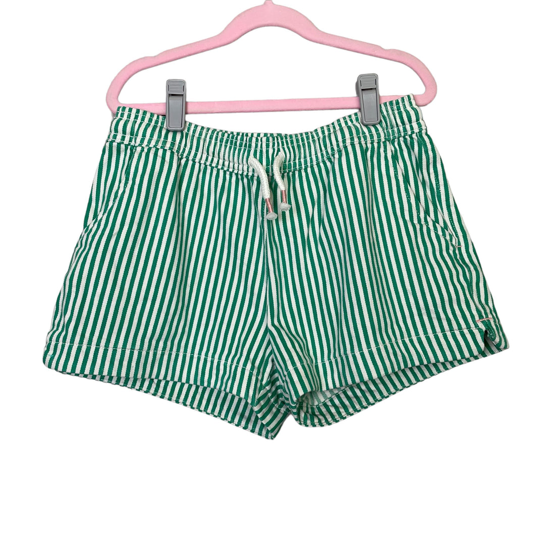 Boden | Girl's Green and White Stripe Heart Pocket Shorts | Size: 13Y