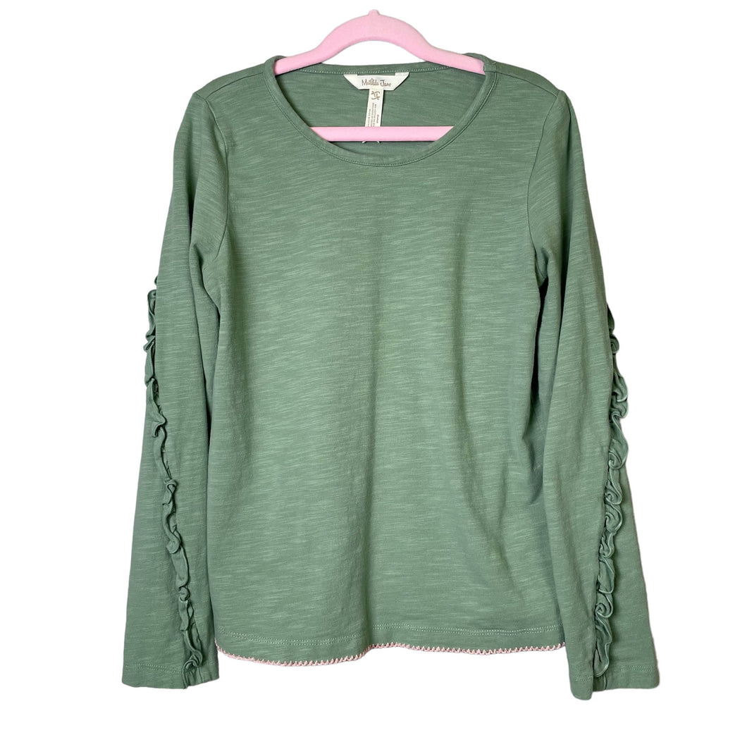 Matilda Jane | Girl's Green Ruffle Long Sleeve Pullover Top | Size: 12Y