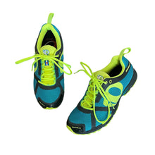 Load image into Gallery viewer, Pearl Izumi | Women&#39;s Blue and Neon Yellow Peak II Trail Running Shoes | Size: 9
