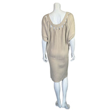 Load image into Gallery viewer, Venus | Women&#39;s Beige Knit and Gold Metallic Thread Short Sleeve Dress | Size: L
