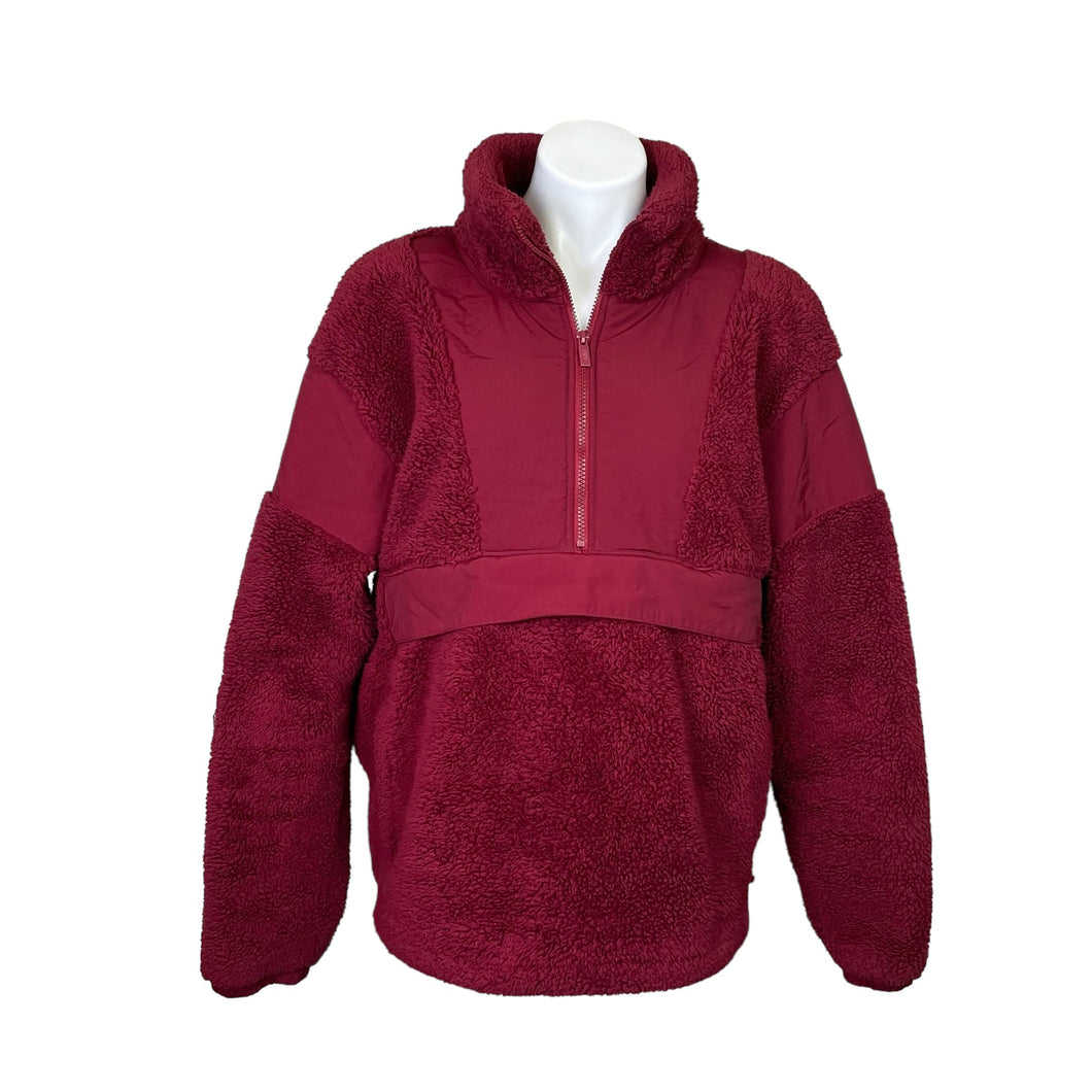 Pink | Women's Burgundy Quarter Zip Fleece Pullover | Size: L