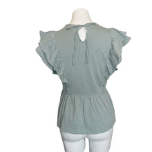 Load image into Gallery viewer, GAP | Women&#39;s Sage Green Flower Eyelet Ruffle Short Sleeve Top | Size: S
