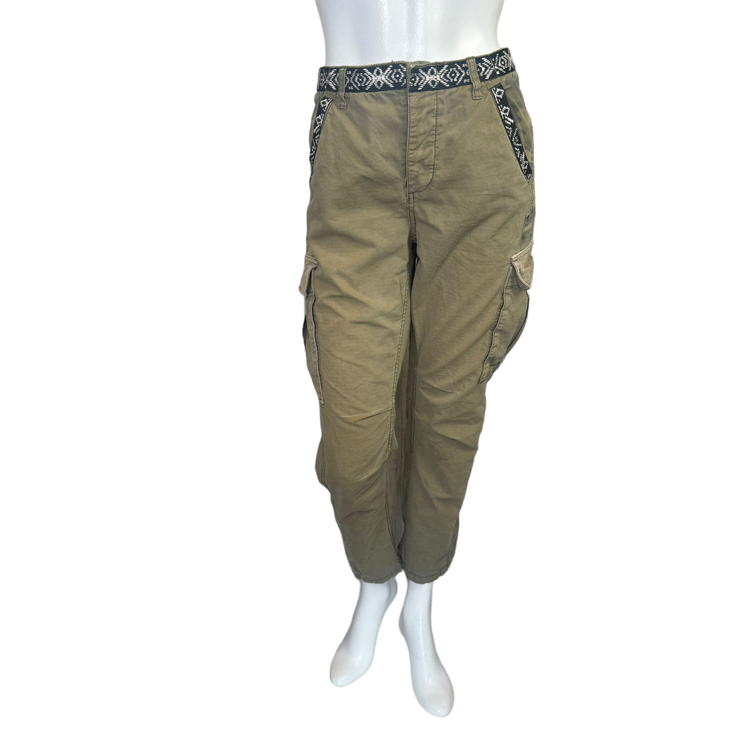 Free People | Women's Olive Green Camo and Tribal Cargo Pants | Size: 8