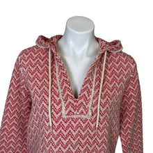 Load image into Gallery viewer, Lilla P | Women&#39;s Red and White Chevron Knit Long Sleeve Pullover Hoodie | Size: S
