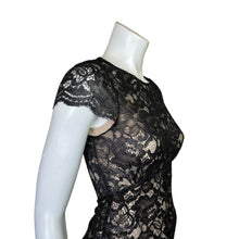 Load image into Gallery viewer, L&#39;Agence | Women&#39;s Black Shimmer Lace Fitted Dress with Silk Slip | Size: 4
