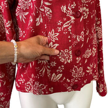 Load image into Gallery viewer, Coldwater Creek | Women&#39;s Red and White Floral Linen Blend Jacket | Size: S
