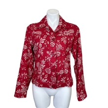 Load image into Gallery viewer, Coldwater Creek | Women&#39;s Red and White Floral Linen Blend Jacket | Size: S
