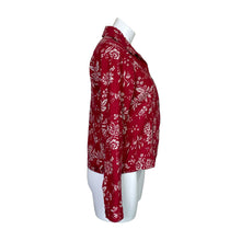 Load image into Gallery viewer, Coldwater Creek | Women&#39;s Red and White Floral Linen Blend Jacket | Size: S
