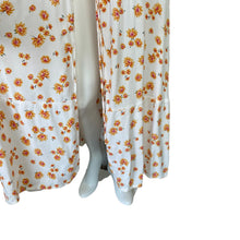 Load image into Gallery viewer, Flynn Skye | Women&#39;s White and Orange Floral Print Short Sleeve Long Wrap Dress | Size: XS
