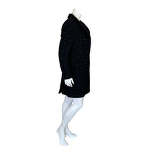 Load image into Gallery viewer, Michele Negri | Women&#39;s Black and Purple Dot Wool Blend Pea Coat | Size: L
