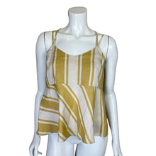 Load image into Gallery viewer, Max &amp; Co | Women&#39;s Harvest Yellow and Cream Stripe 100% Linen Tank Top | Size: S
