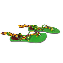 Load image into Gallery viewer, Havaianas | Women&#39;s Green and Orange African Print Gaya Libre Wrap Leg Sandals | Size: 37/38
