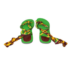 Load image into Gallery viewer, Havaianas | Women&#39;s Green and Orange African Print Gaya Libre Wrap Leg Sandals | Size: 37/38
