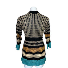 Load image into Gallery viewer, Missoni | Women&#39;s Black, Gold and Teal Knit Tie Waist Top | Size: S
