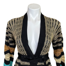 Load image into Gallery viewer, Missoni | Women&#39;s Black, Gold and Teal Knit Tie Waist Top | Size: S
