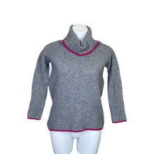 Load image into Gallery viewer, Bartolini | Women&#39;s Gray and Pink Trim Turtleneck Wool and Cashmere Blend Pullover Sweater | Size: M
