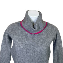 Load image into Gallery viewer, Bartolini | Women&#39;s Gray and Pink Trim Turtleneck Wool and Cashmere Blend Pullover Sweater | Size: M
