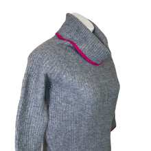 Load image into Gallery viewer, Bartolini | Women&#39;s Gray and Pink Trim Turtleneck Wool and Cashmere Blend Pullover Sweater | Size: M
