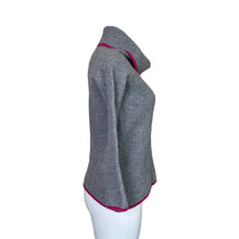 Load image into Gallery viewer, Bartolini | Women&#39;s Gray and Pink Trim Turtleneck Wool and Cashmere Blend Pullover Sweater | Size: M
