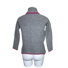 Load image into Gallery viewer, Bartolini | Women&#39;s Gray and Pink Trim Turtleneck Wool and Cashmere Blend Pullover Sweater | Size: M
