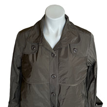 Load image into Gallery viewer, Sun Kim | Women&#39;s Taupe Tiered Button Front Rain Jacket | Size: S
