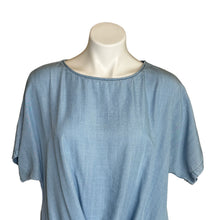 Load image into Gallery viewer, Loft | Women&#39;s Light Wash Denim Short Sleeve Tie Front Top | Size: L
