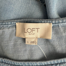 Load image into Gallery viewer, Loft | Women&#39;s Light Wash Denim Short Sleeve Tie Front Top | Size: L
