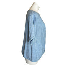 Load image into Gallery viewer, Loft | Women&#39;s Light Wash Denim Short Sleeve Tie Front Top | Size: L
