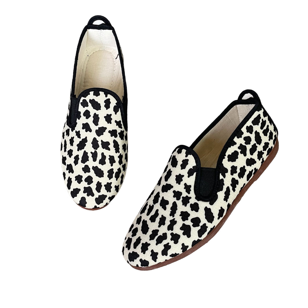 Operasei | Women's Cream and Black Cow Print Slip On Sneakers | Size: 38