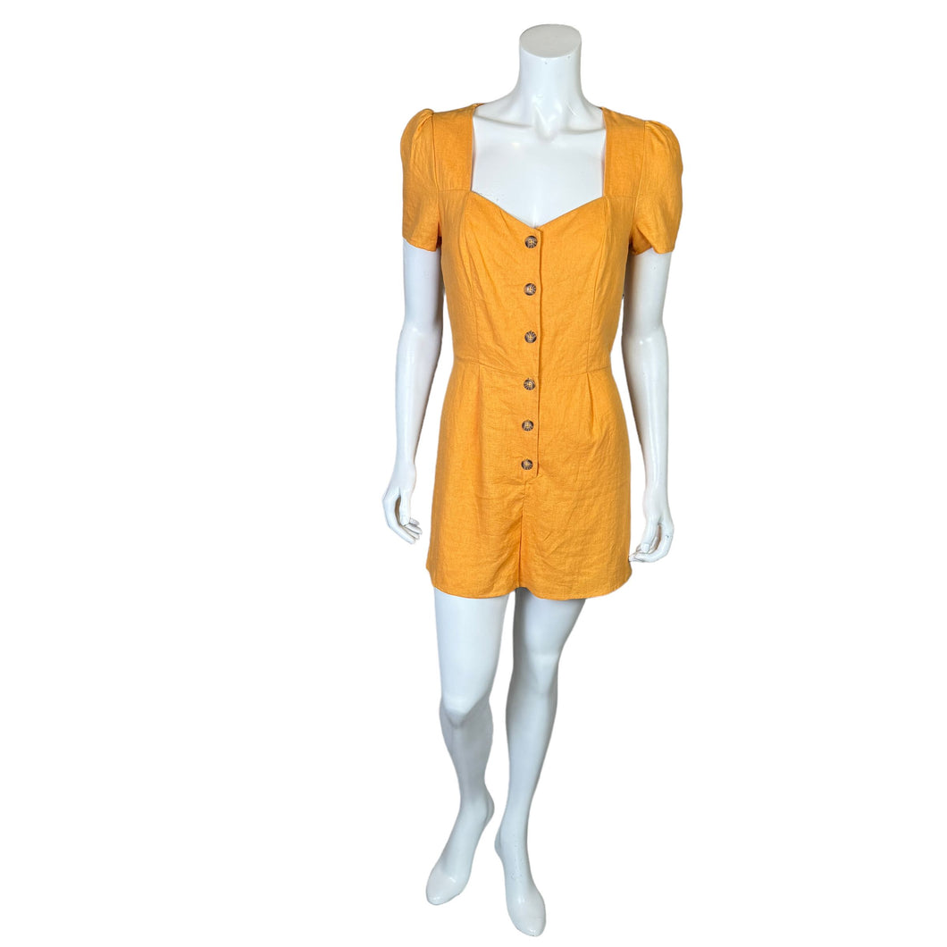 Wild Fable | Women's Orange Button Down Short Sleeve Romper | Size: S