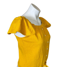 Load image into Gallery viewer, Madewell | Women&#39;s Yellow Button Down Tie Front Top | Size: S
