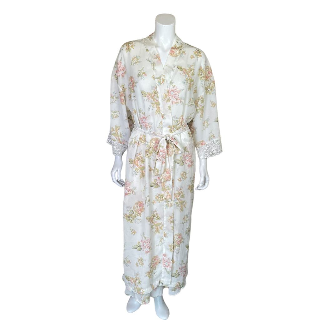 Victoria's Secret | Women's Vintage Cream Floral Sleep Slip and Kimono Set | Size: M